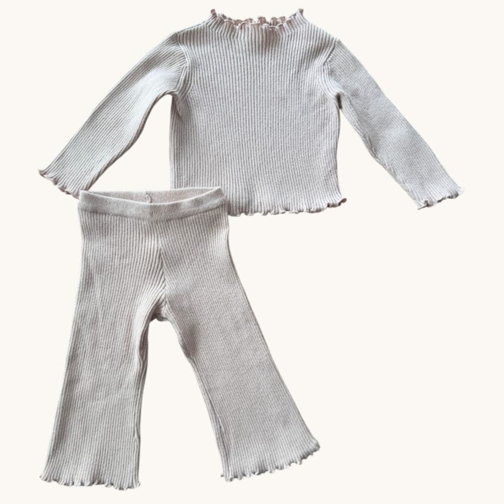 Zara Baby Ribbed Flare Set 3–6 Months Blush Pink